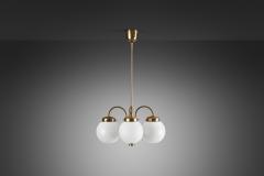Curved Ceiling Lamp with Four Opal Glass Shades Europe 1940s - 3130958