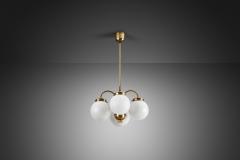 Curved Ceiling Lamp with Four Opal Glass Shades Europe 1940s - 3130960