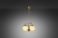 Curved Ceiling Lamp with Four Opal Glass Shades Europe 1940s - 3130961