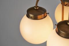 Curved Ceiling Lamp with Four Opal Glass Shades Europe 1940s - 3130963