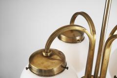 Curved Ceiling Lamp with Four Opal Glass Shades Europe 1940s - 3130965