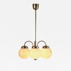 Curved Ceiling Lamp with Four Opal Glass Shades Europe 1940s - 3160961