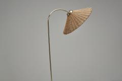 Curved Floor Lamp with Brass Stem and Rattan Shade Europe Mid 20th Century - 4753653