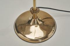 Curved Floor Lamp with Brass Stem and Rattan Shade Europe Mid 20th Century - 4753655