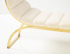 Curved Polished Brash U Shaped Bench with Ivory Boucle Italy 2023 - 3199058