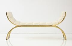 Curved Polished Brash U Shaped Bench with Ivory Boucle Italy 2023 - 3199066