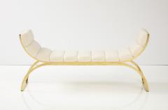 Curved Polished Brash U Shaped Bench with Ivory Boucle Italy 2023 - 3199076