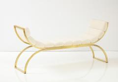 Curved Polished Brash U Shaped Bench with Ivory Boucle Italy 2023 - 3199077