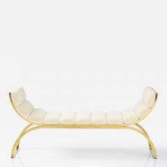 Curved Polished Brash U Shaped Bench with Ivory Boucle Italy 2023 - 3202426