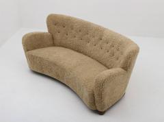 Curved Sheepskin Sofa 1940s Sweden - 1143517