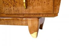 Curved hand polished Art Deco Sideboard in Birch Burl Wood with Brass Fittings - 2633677