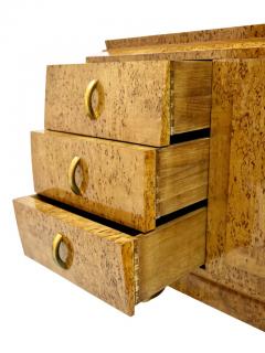 Curved hand polished Art Deco Sideboard in Birch Burl Wood with Brass Fittings - 2633680