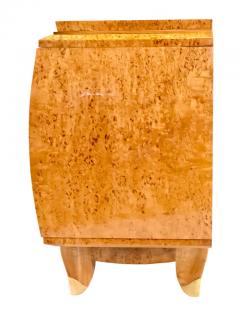 Curved hand polished Art Deco Sideboard in Birch Burl Wood with Brass Fittings - 2633691