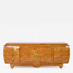 Curved hand polished Art Deco Sideboard in Birch Burl Wood with Brass Fittings - 2689313