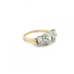 Cushion Cut 3 Stone Lab Grown Diamond Ring in 14k Gold and Platinum Setting - 3540934