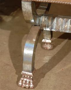 Cushioned Bench with Mirrored Glass Lion Paw Feet - 3213764