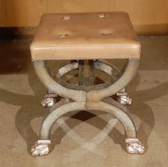Cushioned Bench with Mirrored Glass Lion Paw Feet - 3213779