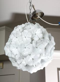Custom 18 Round White Murano Lotus Flower Glass Chandelier - 2399054