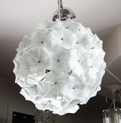 Custom 18 Round White Murano Lotus Flower Glass Chandelier - 2399060