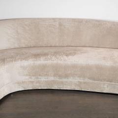 Custom 1940s Sweeping Arm Wraparound Curved Sofa in Smoked Champagne Velvet - 1540072
