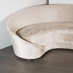 Custom 1940s Sweeping Arm Wraparound Curved Sofa in Smoked Champagne Velvet - 1540073