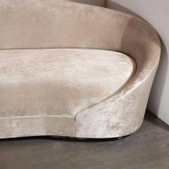 Custom 1940s Sweeping Arm Wraparound Curved Sofa in Smoked Champagne Velvet - 1540074