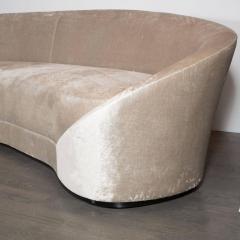 Custom 1940s Sweeping Arm Wraparound Curved Sofa in Smoked Champagne Velvet - 1540075