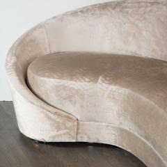 Custom 1940s Sweeping Arm Wraparound Curved Sofa in Smoked Champagne Velvet - 1540081