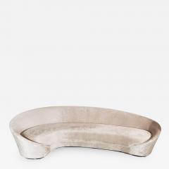 Custom 1940s Sweeping Arm Wraparound Curved Sofa in Smoked Champagne Velvet - 1541314