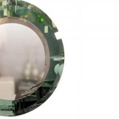 Custom 42 Round Mirror with Green Glass Border in the Manner of Karl Springer - 3950339