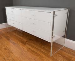 Custom 6 Drawer Reverse Painted Glass Dresser with Lucite Side Panels - 3118732