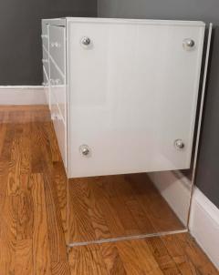 Custom 6 Drawer Reverse Painted Glass Dresser with Lucite Side Panels - 3118745