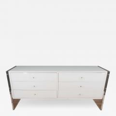 Custom 6 Drawer Reverse Painted Glass Dresser with Lucite Side Panels - 3124031