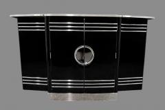Custom Art Deco Yacht Bar in Black Lacquer and Chrome - 4730979