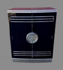 Custom Art Deco Yacht Bar in Black Lacquer and Chrome - 4730991