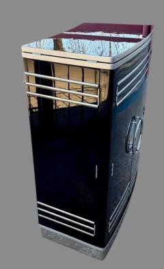 Custom Art Deco Yacht Bar in Black Lacquer and Chrome - 4730993