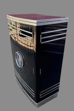 Custom Art Deco Yacht Bar in Black Lacquer and Chrome - 4730997