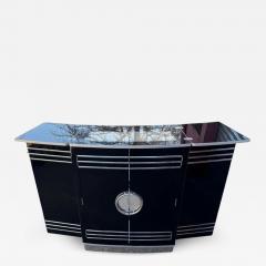 Custom Art Deco Yacht Bar in Black Lacquer and Chrome - 4731089