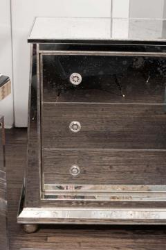 Custom Ball Foot Mirrored Commode with Silver Leaf Trim - 3113804