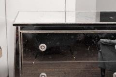 Custom Ball Foot Mirrored Commode with Silver Leaf Trim - 3113805
