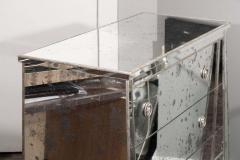 Custom Ball Foot Mirrored Commode with Silver Leaf Trim - 3113808