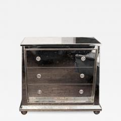 Custom Ball Foot Mirrored Commode with Silver Leaf Trim - 3117067