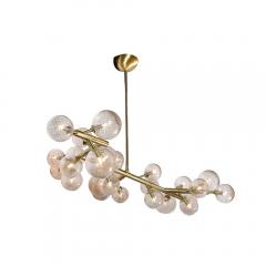 Custom Branch Form Hand blown Murano Glass w 24k Gold Brass Fitted Chandelier - 3645325