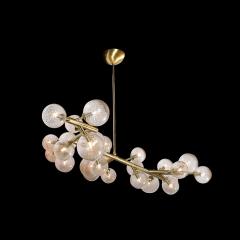 Custom Branch Form Hand blown Murano Glass w 24k Gold Brass Fitted Chandelier - 3645336