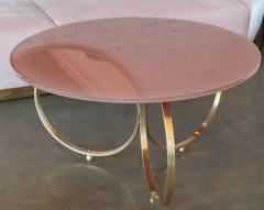 Custom Brass Coffee Table with Reverse Painted Glass Top - 461529