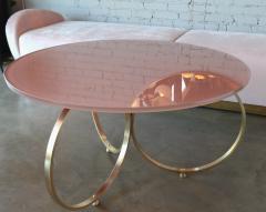 Custom Brass Coffee Table with Reverse Painted Glass Top - 461537