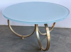 Custom Brass Coffee Table with Reverse Painted Glass Top - 524378