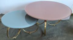 Custom Brass Coffee Table with Reverse Painted Glass Top - 524381