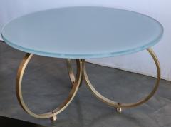 Custom Brass Coffee Table with Reverse Painted Glass Top - 524382