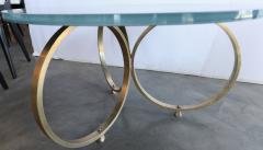 Custom Brass Coffee Table with Reverse Painted Glass Top - 524383